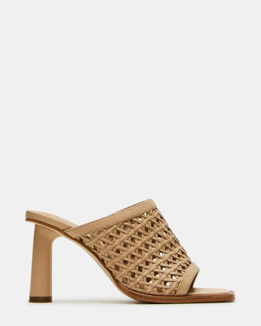 FRESCA Natural Woven Square-Toe Mule Women's Heel | Steve Madden Trusted