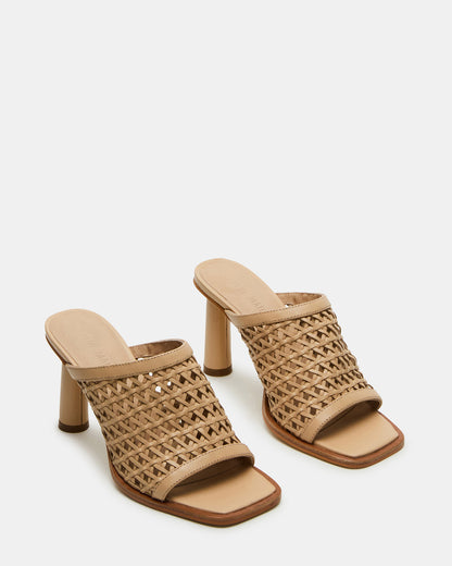 FRESCA Natural Woven Square-Toe Mule Women's Heel | Steve Madden Trusted