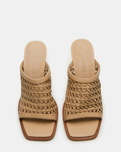 FRESCA Natural Woven Square-Toe Mule Women's Heel | Steve Madden Trusted