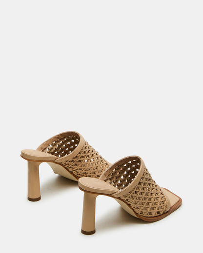 FRESCA Natural Woven Square-Toe Mule Women's Heel | Steve Madden Trusted