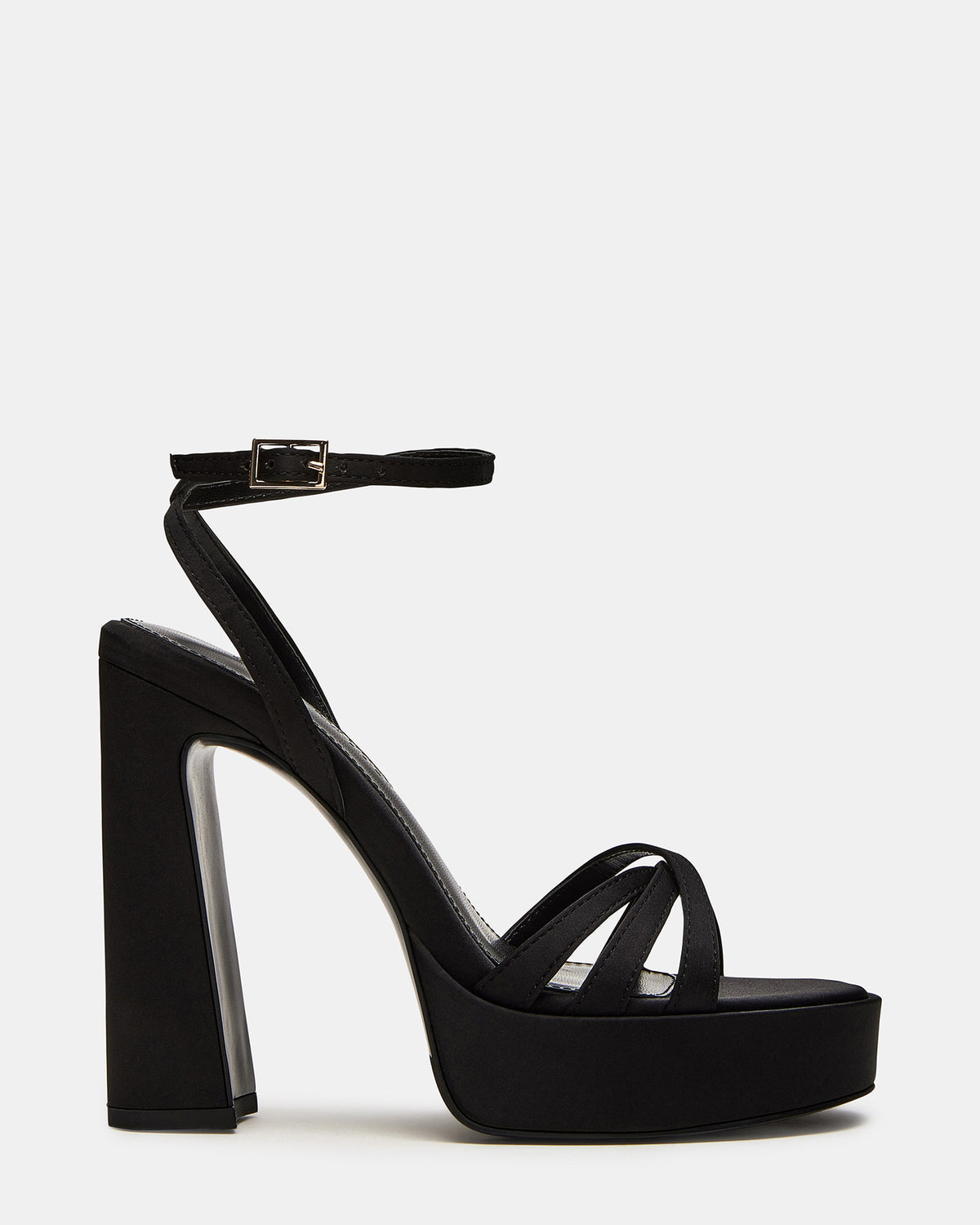 FLEET Black Strappy Platform Block Heel | Women's Heels | Steve Madden Best Price