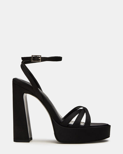 FLEET Black Strappy Platform Block Heel | Women's Heels | Steve Madden Best Price