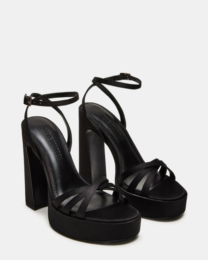 FLEET Black Strappy Platform Block Heel | Women's Heels | Steve Madden Best Price