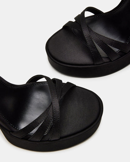 FLEET Black Strappy Platform Block Heel | Women's Heels | Steve Madden Best Price