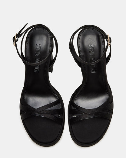 FLEET Black Strappy Platform Block Heel | Women's Heels | Steve Madden Best Price