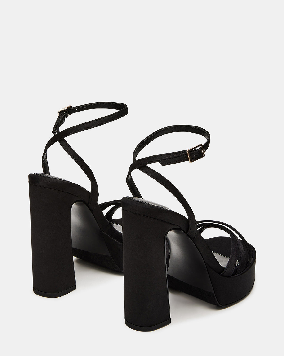 FLEET Black Strappy Platform Block Heel | Women's Heels | Steve Madden Best Price