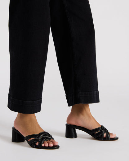 MARANO Black Leather Women's Mule Block Heel | Steve Madden Recommended