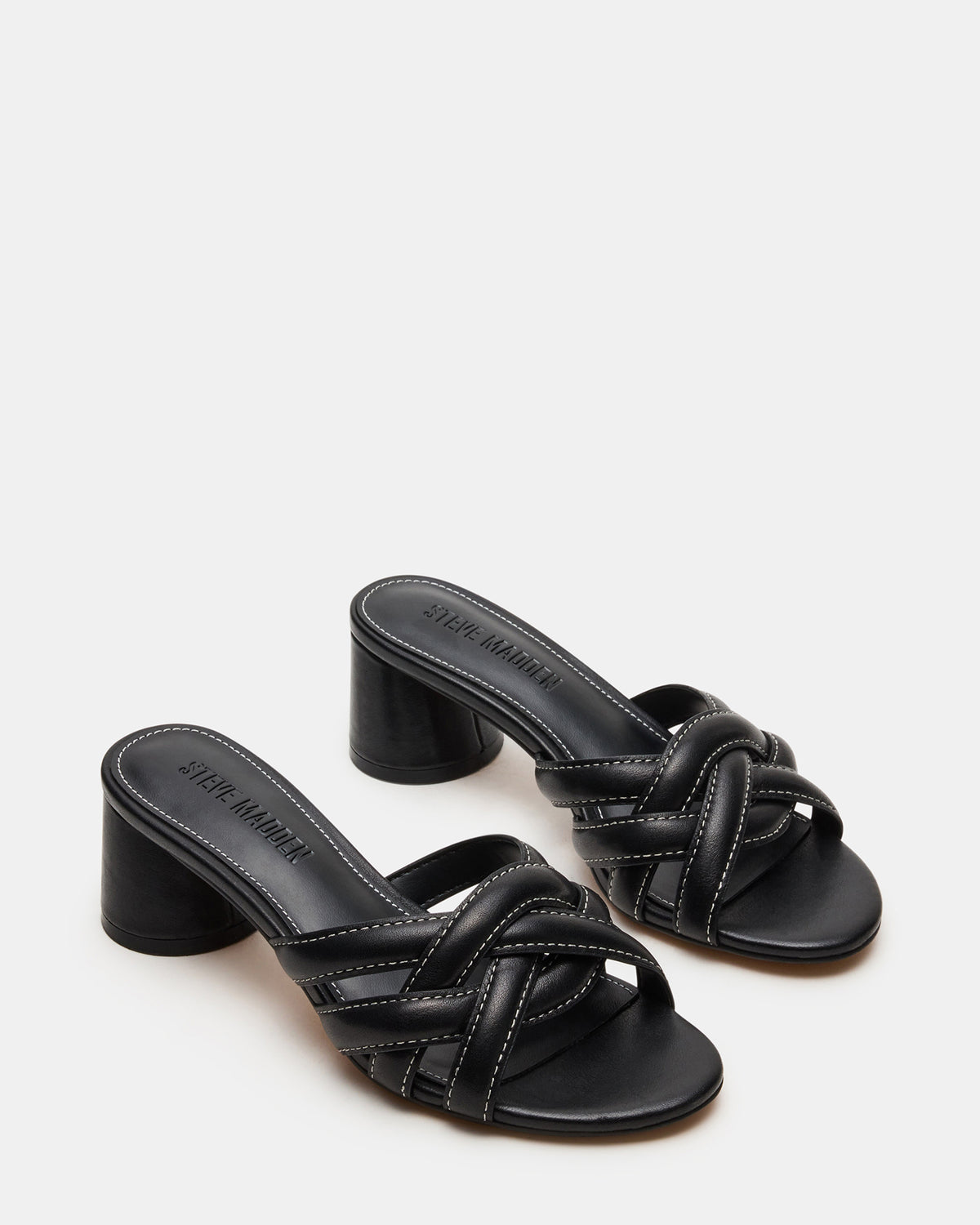 MARANO Black Leather Women's Mule Block Heel | Steve Madden Recommended