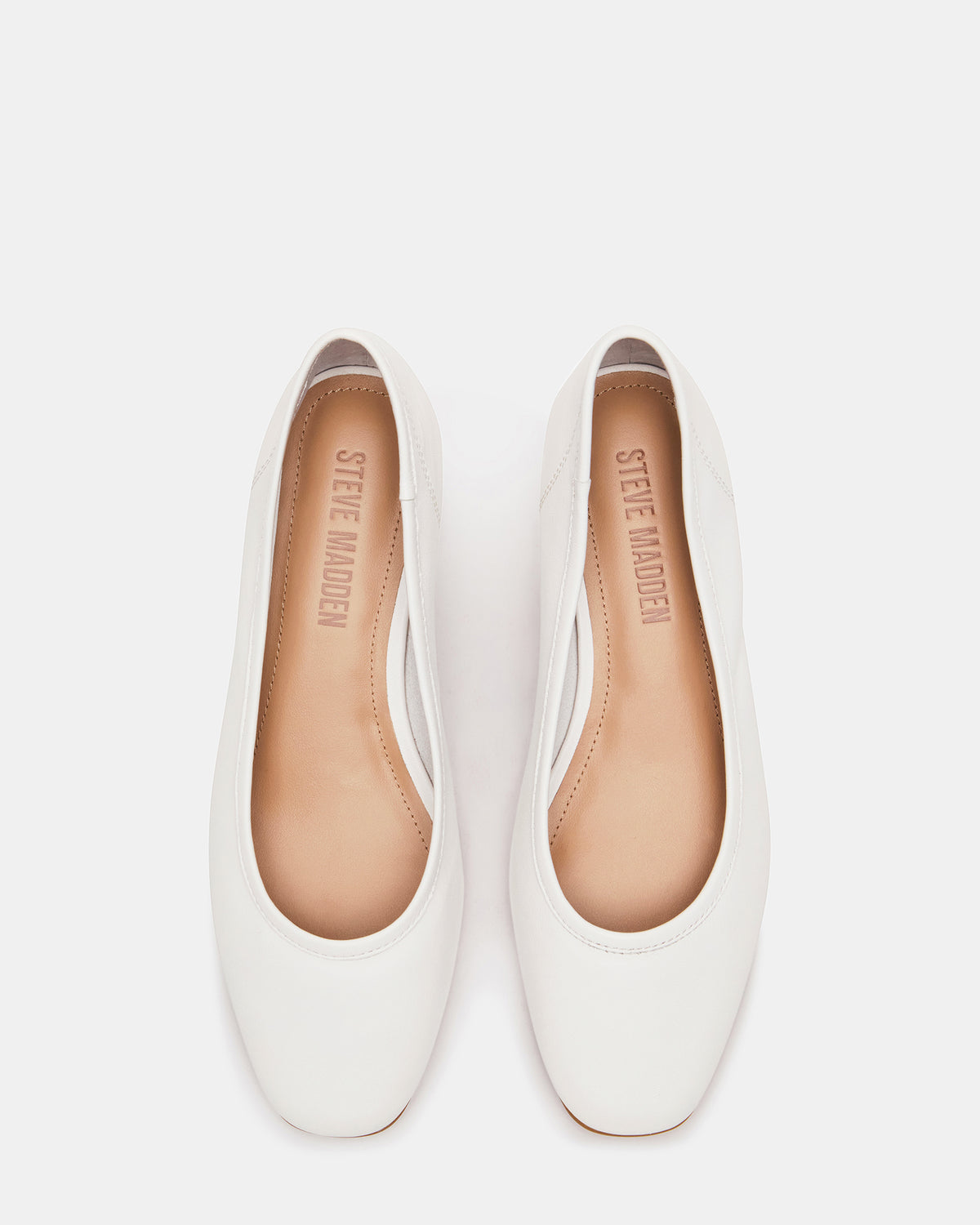 MOLLIE White Leather Ballet Women's Block Heels | Steve Madden Premium