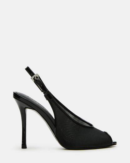 PRESCOTT Black Mesh Women's Slingback Stiletto Heel | Steve Madden Classic
