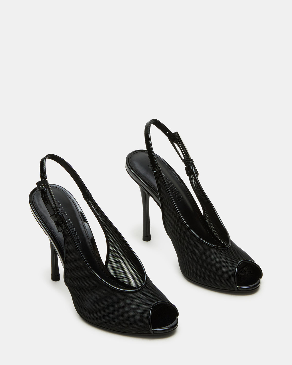 PRESCOTT Black Mesh Women's Slingback Stiletto Heel | Steve Madden Classic