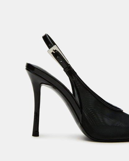 PRESCOTT Black Mesh Women's Slingback Stiletto Heel | Steve Madden Classic
