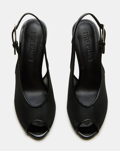 PRESCOTT Black Mesh Women's Slingback Stiletto Heel | Steve Madden Classic