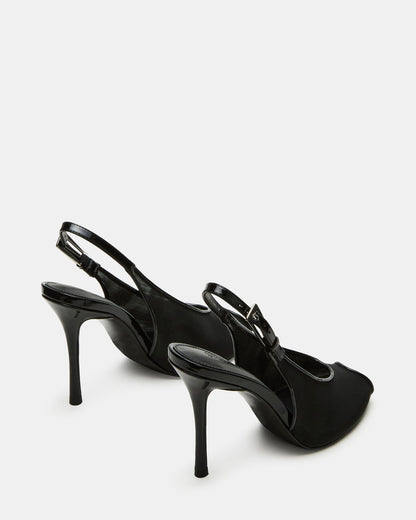 PRESCOTT Black Mesh Women's Slingback Stiletto Heel | Steve Madden Classic