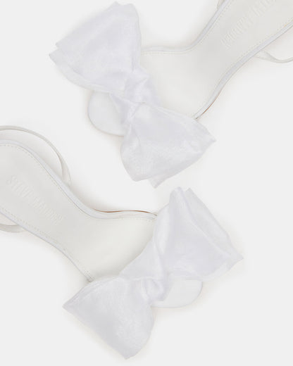 RADIANCE White Strappy Stiletto Bow Women's Heels | Steve Madden Signature