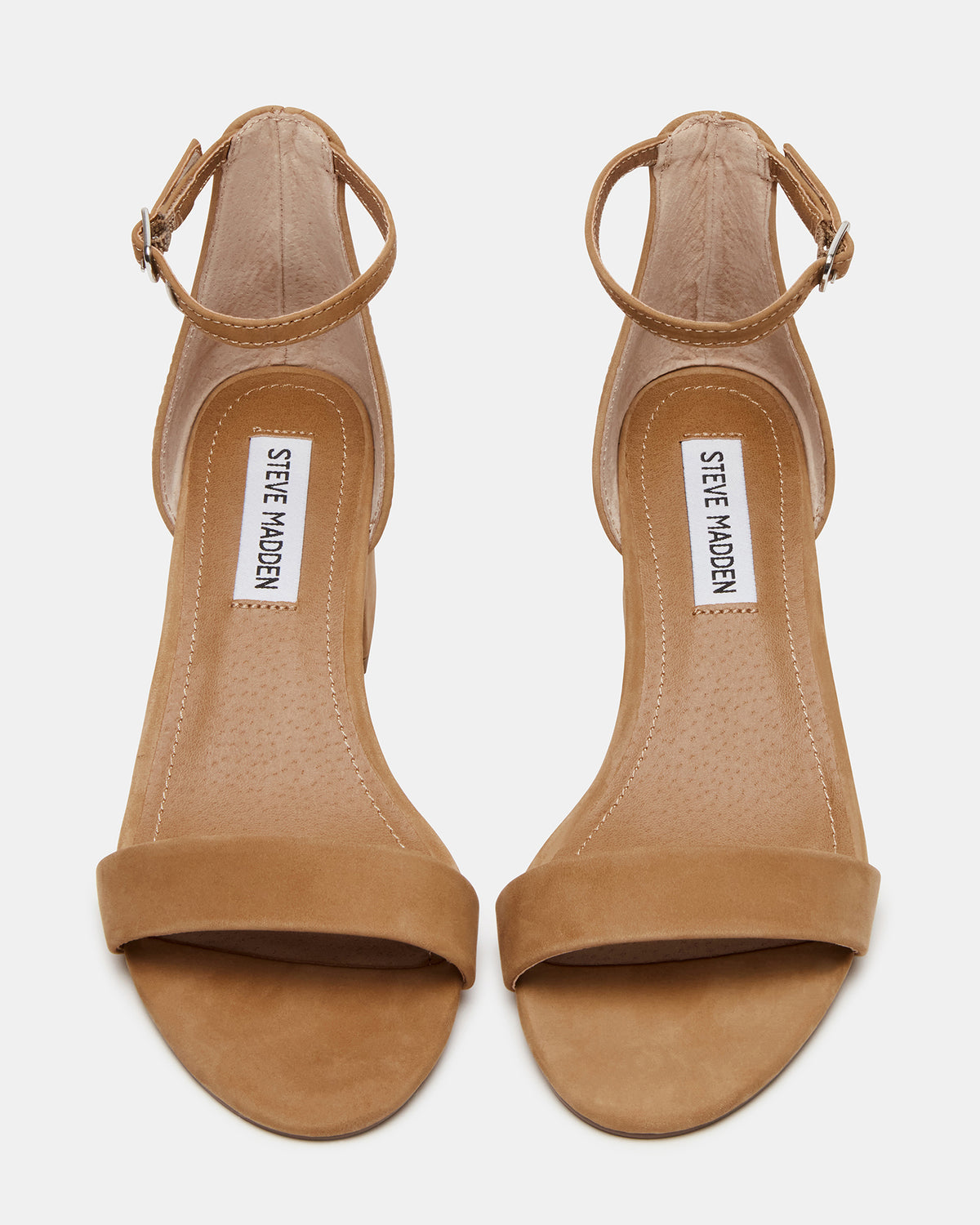 IRENNEW Tan Nubuck Women's Wide Width Heeled Sandal | Steve Madden Latest