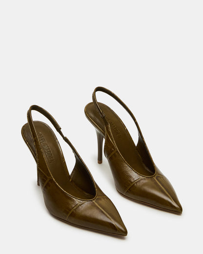 ANDROMEDA Green Crocodile Slingback Pointed-Toe Stiletto Pump Women's Heel | Steve Madden Smart Buy