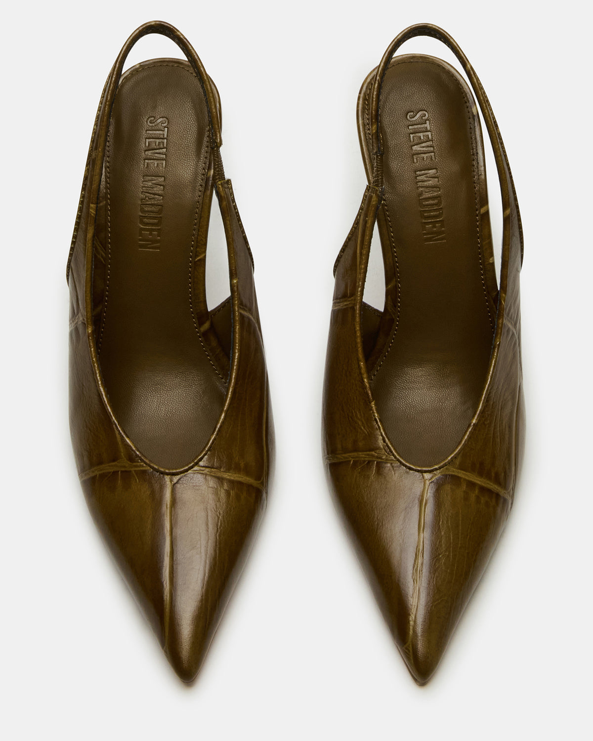 ANDROMEDA Green Crocodile Slingback Pointed-Toe Stiletto Pump Women's Heel | Steve Madden Smart Buy