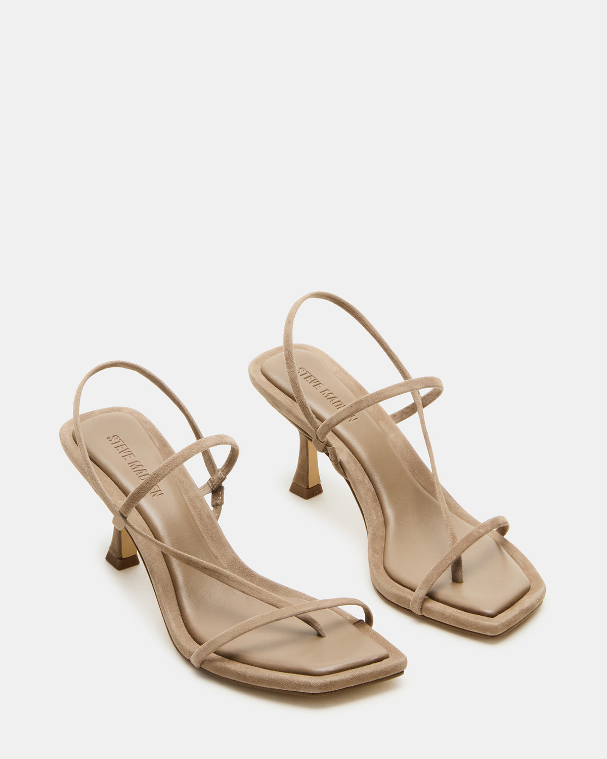 LOCKE Taupe Women's Dainty Strappy Square Toe Heel | Steve Madden Smart Buy