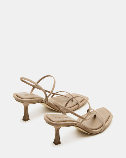 LOCKE Taupe Women's Dainty Strappy Square Toe Heel | Steve Madden Smart Buy
