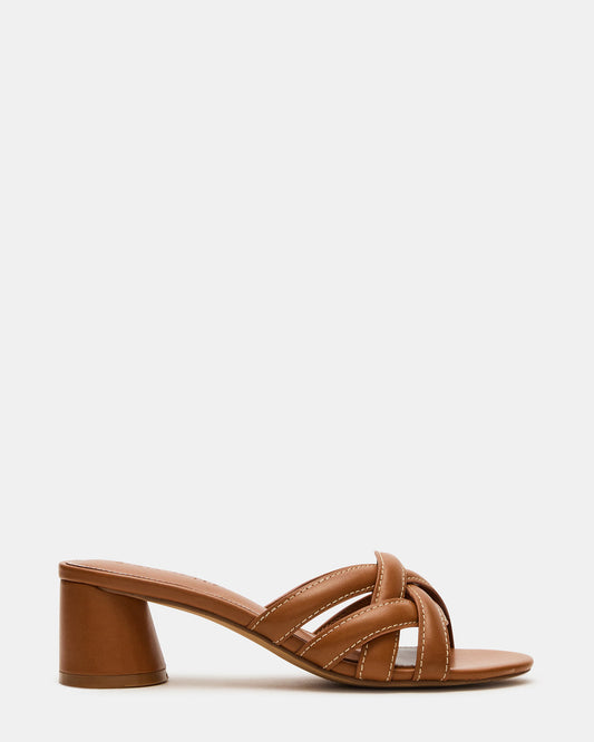 MARANO Tan Leather Women's Mule Block Heel | Steve Madden Best Price