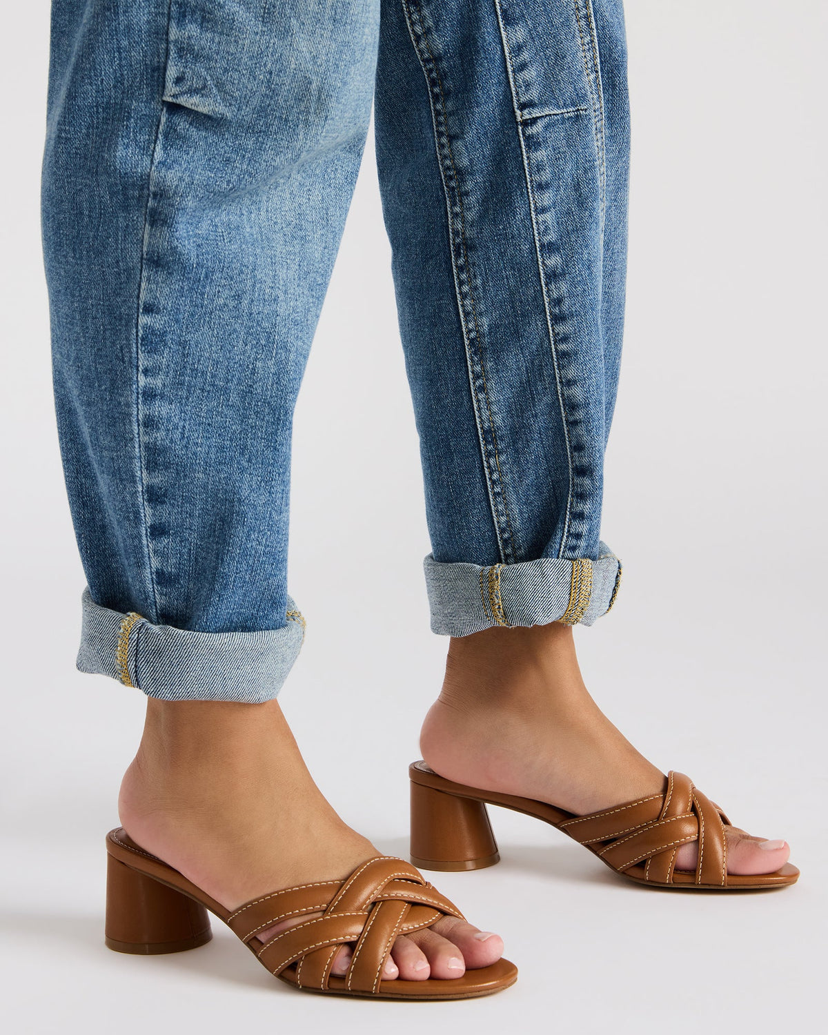 MARANO Tan Leather Women's Mule Block Heel | Steve Madden Best Price