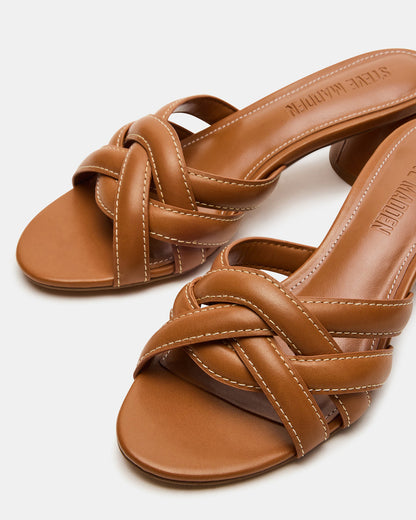 MARANO Tan Leather Women's Mule Block Heel | Steve Madden Best Price