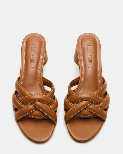 MARANO Tan Leather Women's Mule Block Heel | Steve Madden Best Price