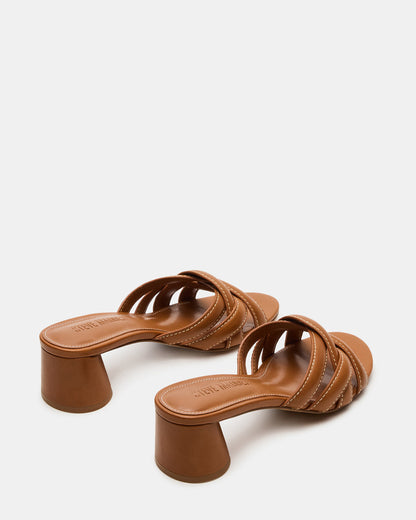 MARANO Tan Leather Women's Mule Block Heel | Steve Madden Best Price