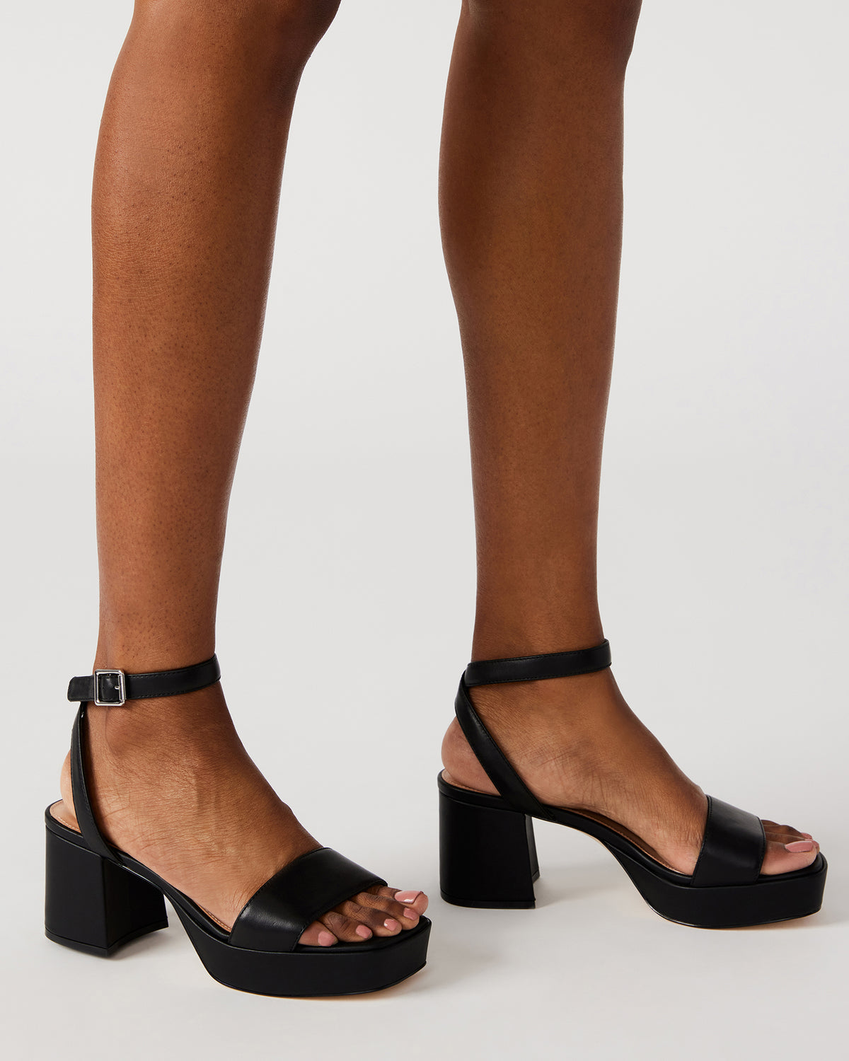MERCERR Black Leather Women's Platform Block Heel | Steve Madden Exclusive