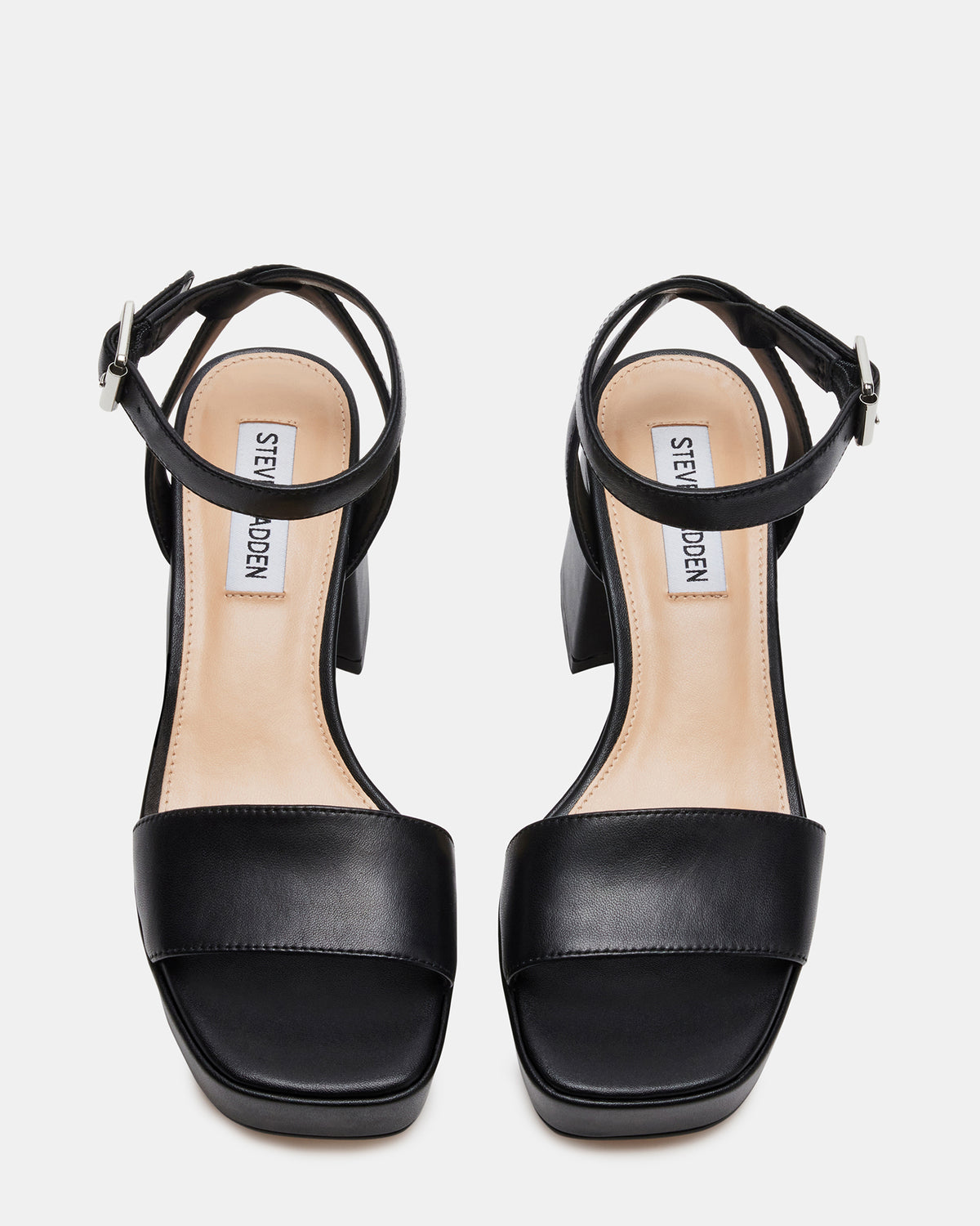MERCERR Black Leather Women's Platform Block Heel | Steve Madden Exclusive