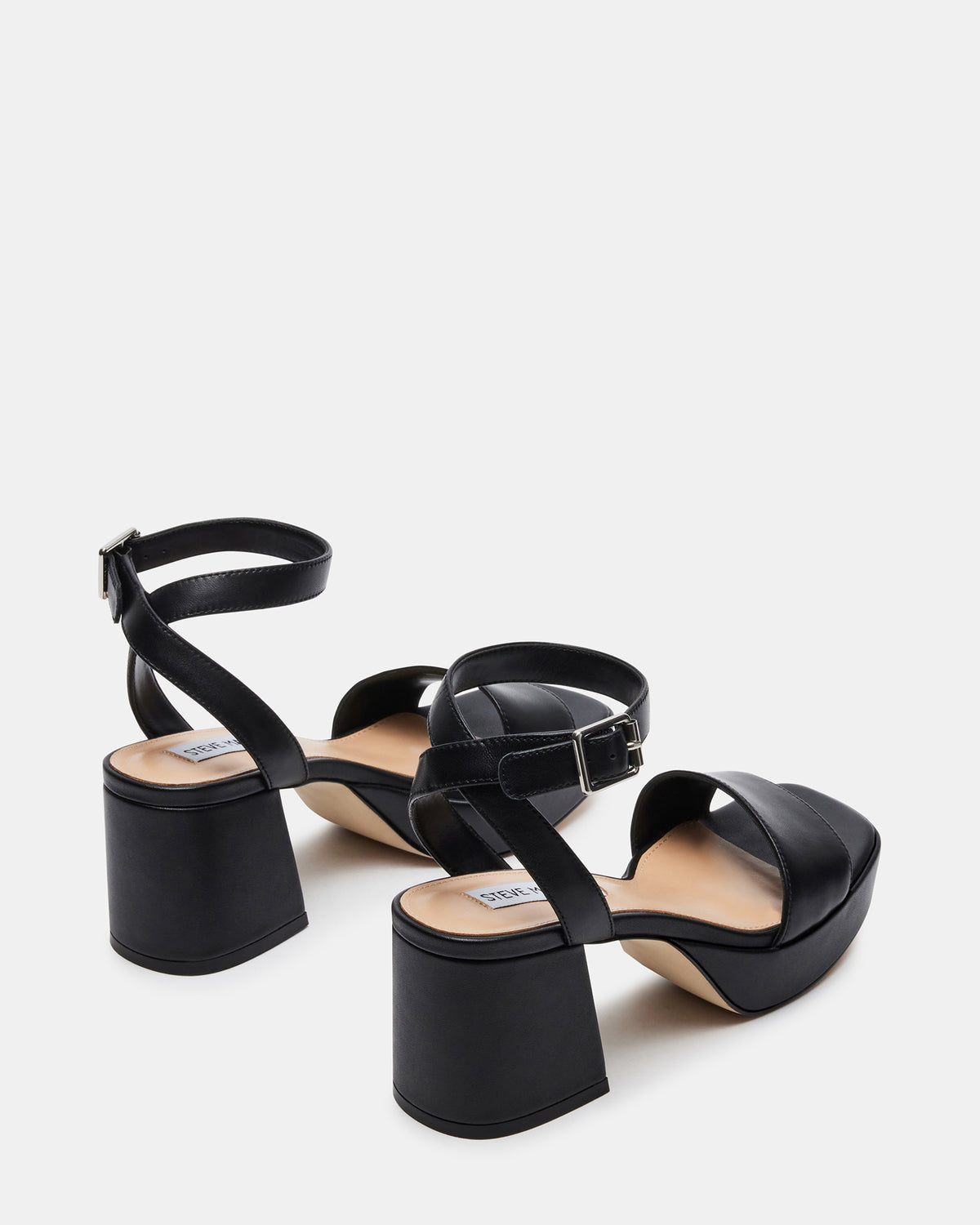 MERCERR Black Leather Women's Platform Block Heel | Steve Madden Exclusive