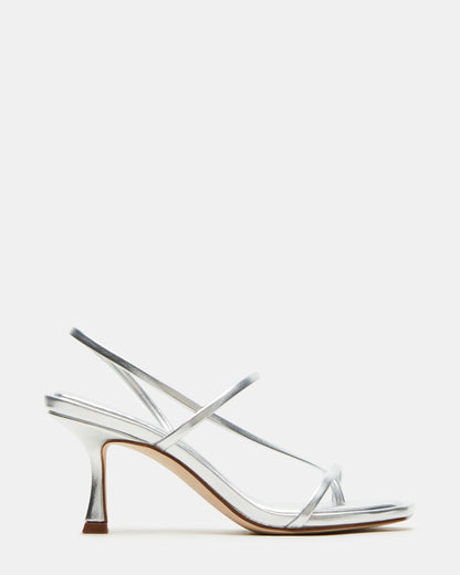 LOCKE Silver Women's Dainty Strappy Square Toe Heel | Steve Madden Trending