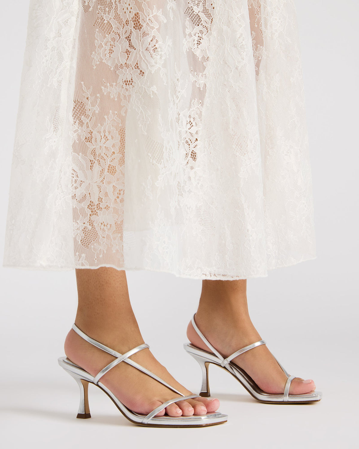 LOCKE Silver Women's Dainty Strappy Square Toe Heel | Steve Madden Trending