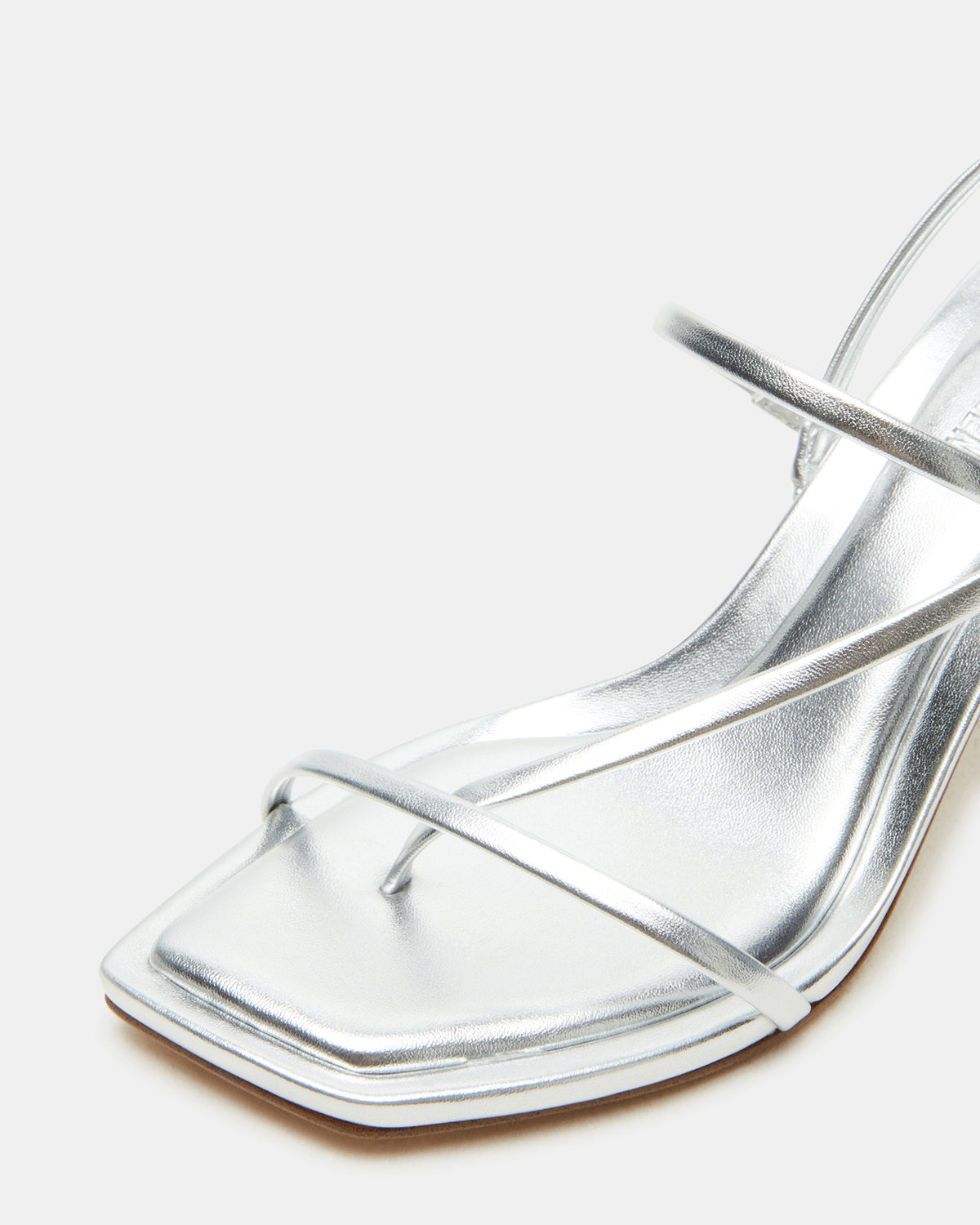 LOCKE Silver Women's Dainty Strappy Square Toe Heel | Steve Madden Trending
