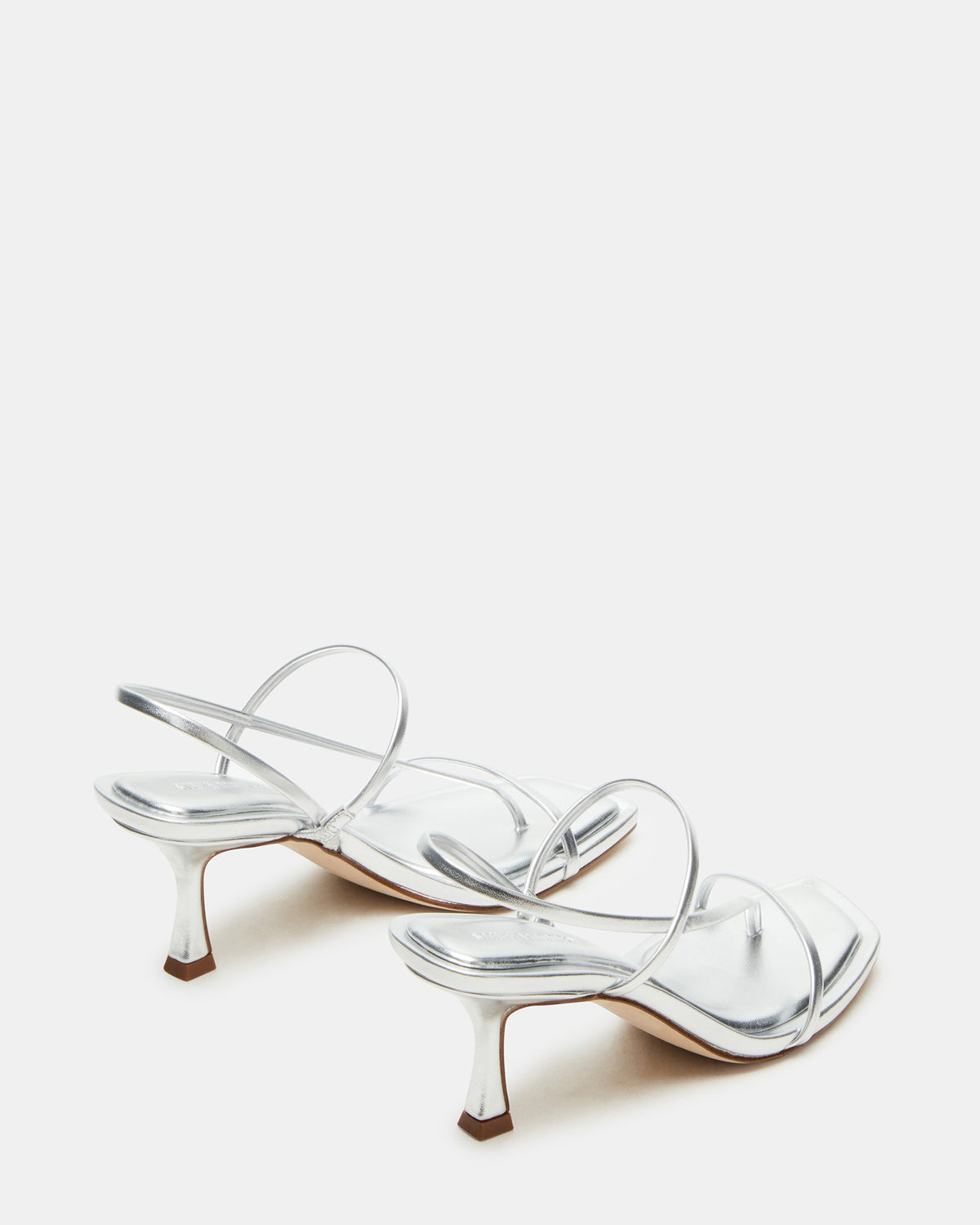 LOCKE Silver Women's Dainty Strappy Square Toe Heel | Steve Madden Trending
