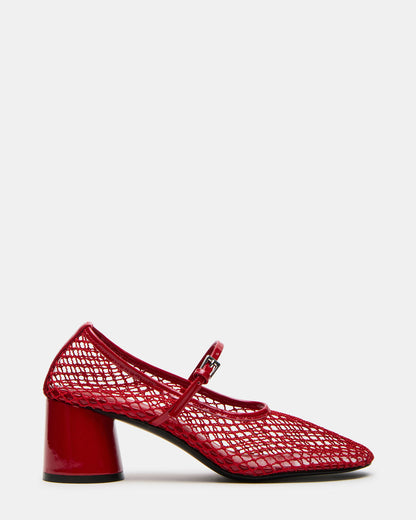 RAYNOR Red Women's Mary Jane Mesh Block Heel | Steve Madden Smart Buy