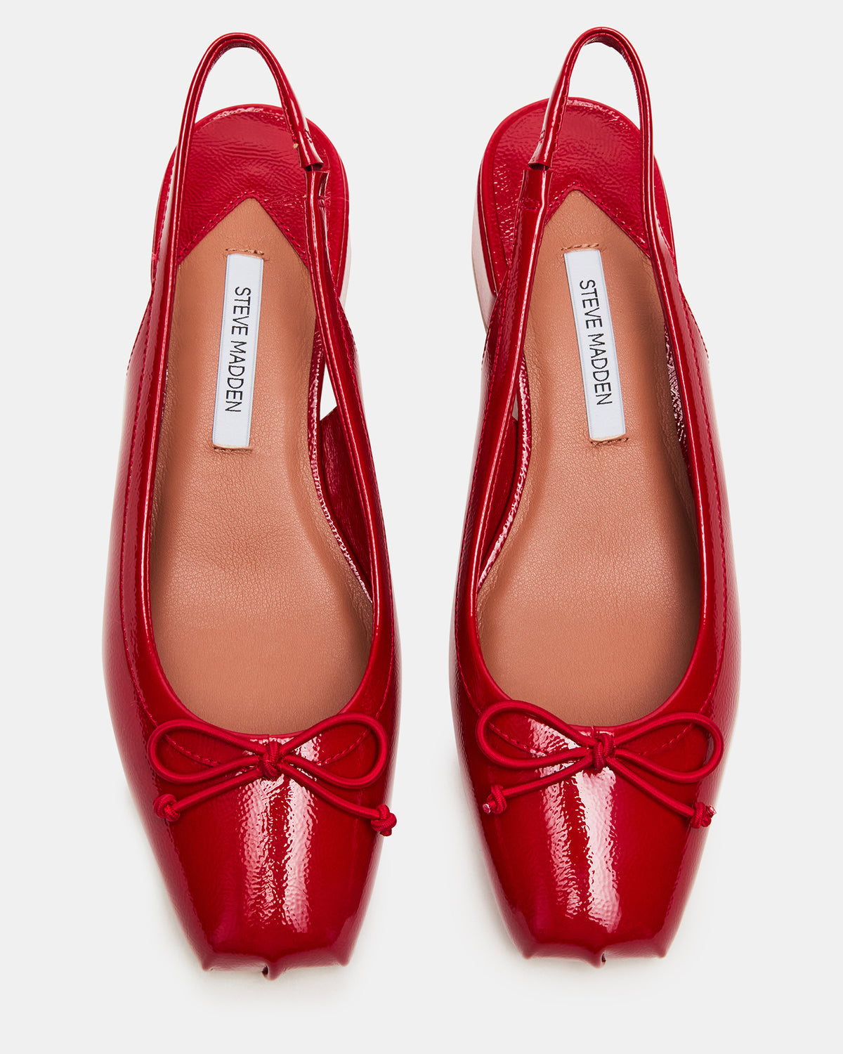 LOVED Red Crinkle Patent Square-Toe Slingback Ballet Women's Heel | Steve Madden Signature