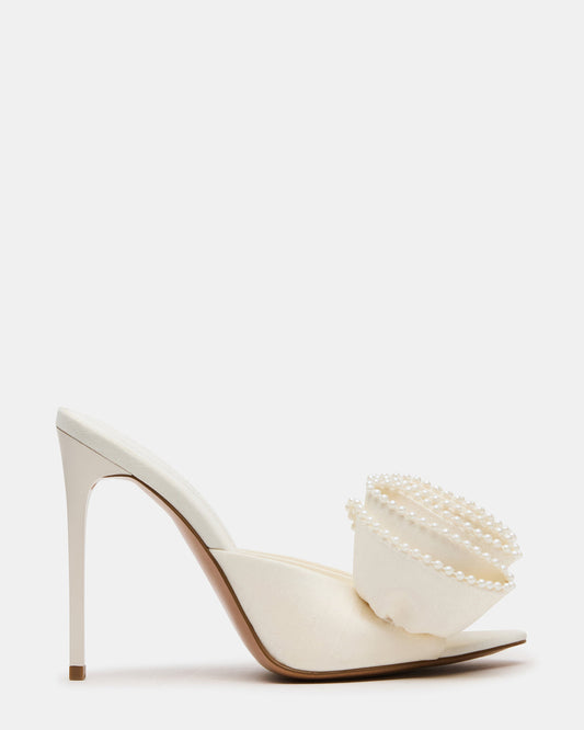 AFFINITY Pearl Ivory Satin Pointed-Toe Stiletto Mule Women's Heel | Steve Madden Hot Sale
