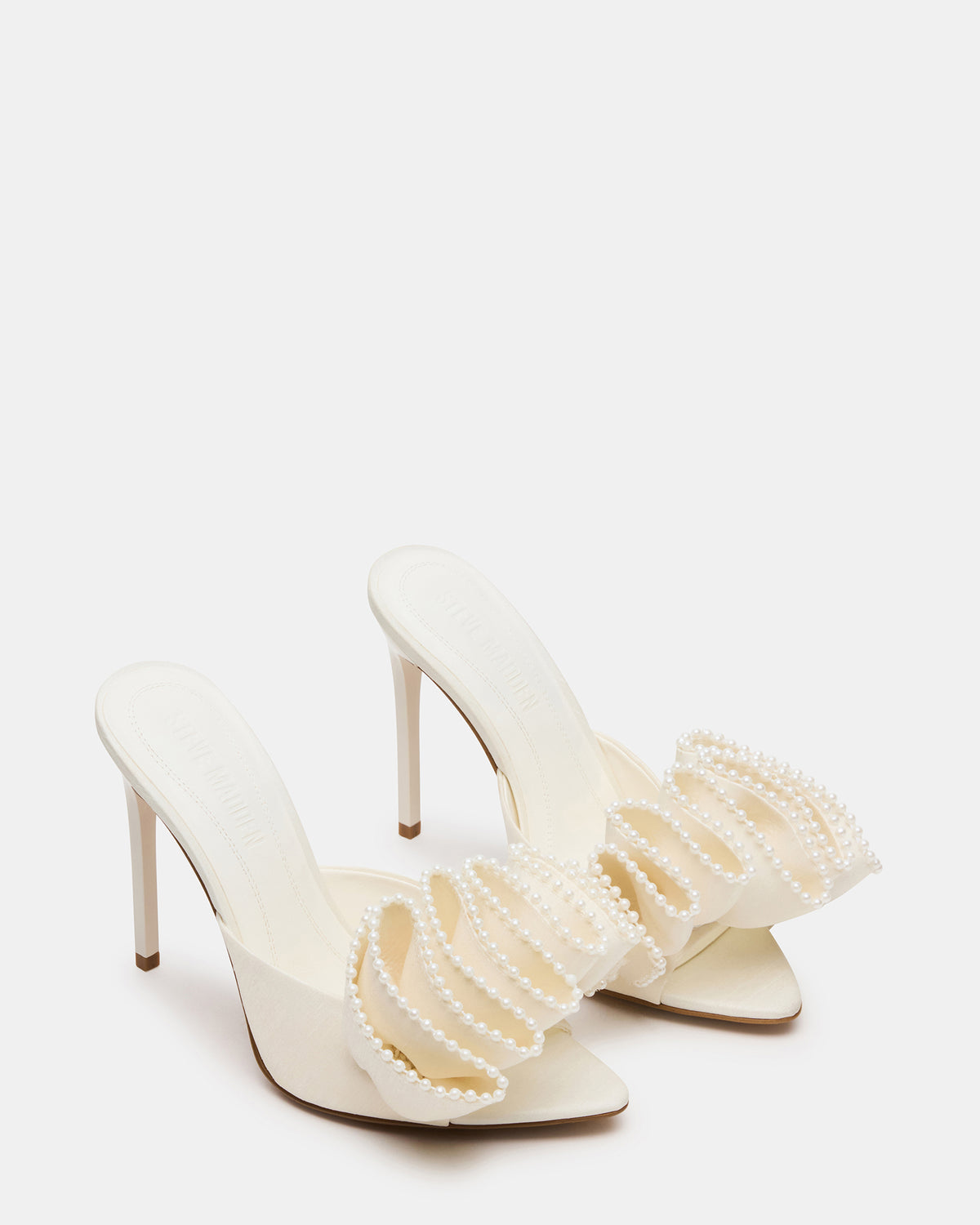 AFFINITY Pearl Ivory Satin Pointed-Toe Stiletto Mule Women's Heel | Steve Madden Hot Sale