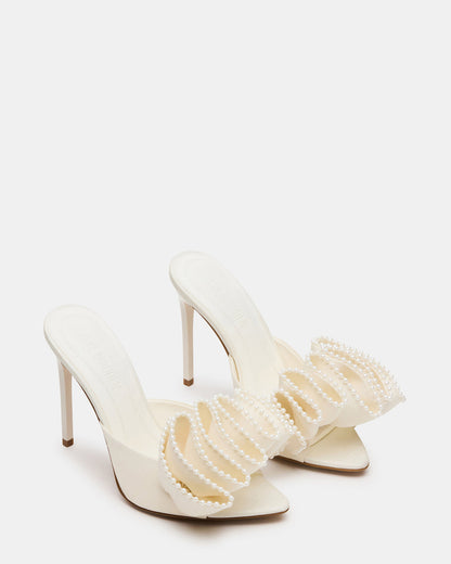 AFFINITY Pearl Ivory Satin Pointed-Toe Stiletto Mule Women's Heel | Steve Madden Hot Sale