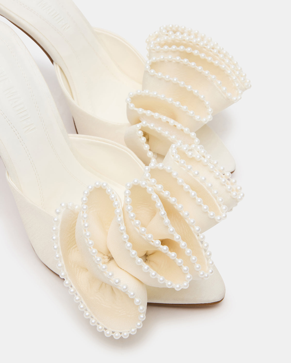 AFFINITY Pearl Ivory Satin Pointed-Toe Stiletto Mule Women's Heel | Steve Madden Hot Sale