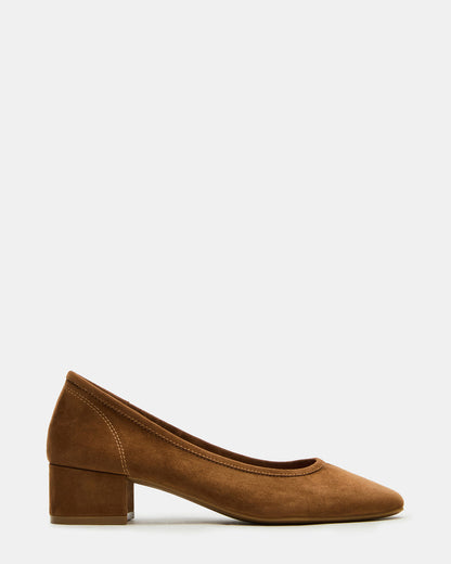 MOLLIE Chestnut Suede Ballet Women's Block Heels | Steve Madden Popular
