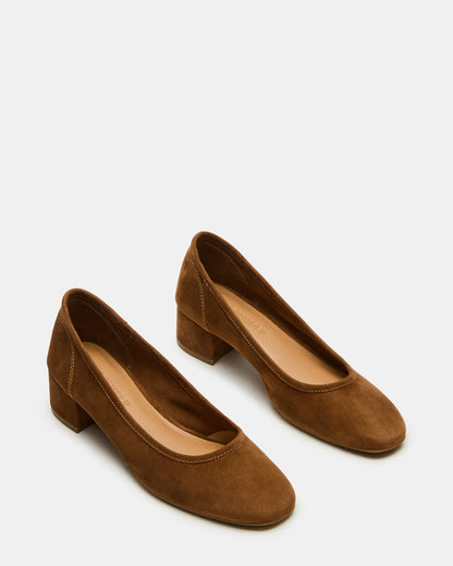 MOLLIE Chestnut Suede Ballet Women's Block Heels | Steve Madden Popular