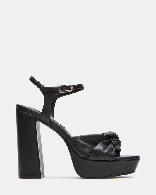 JOYRIDE Black Leather Platform Block Heel | Women's Heels | Steve Madden Quality