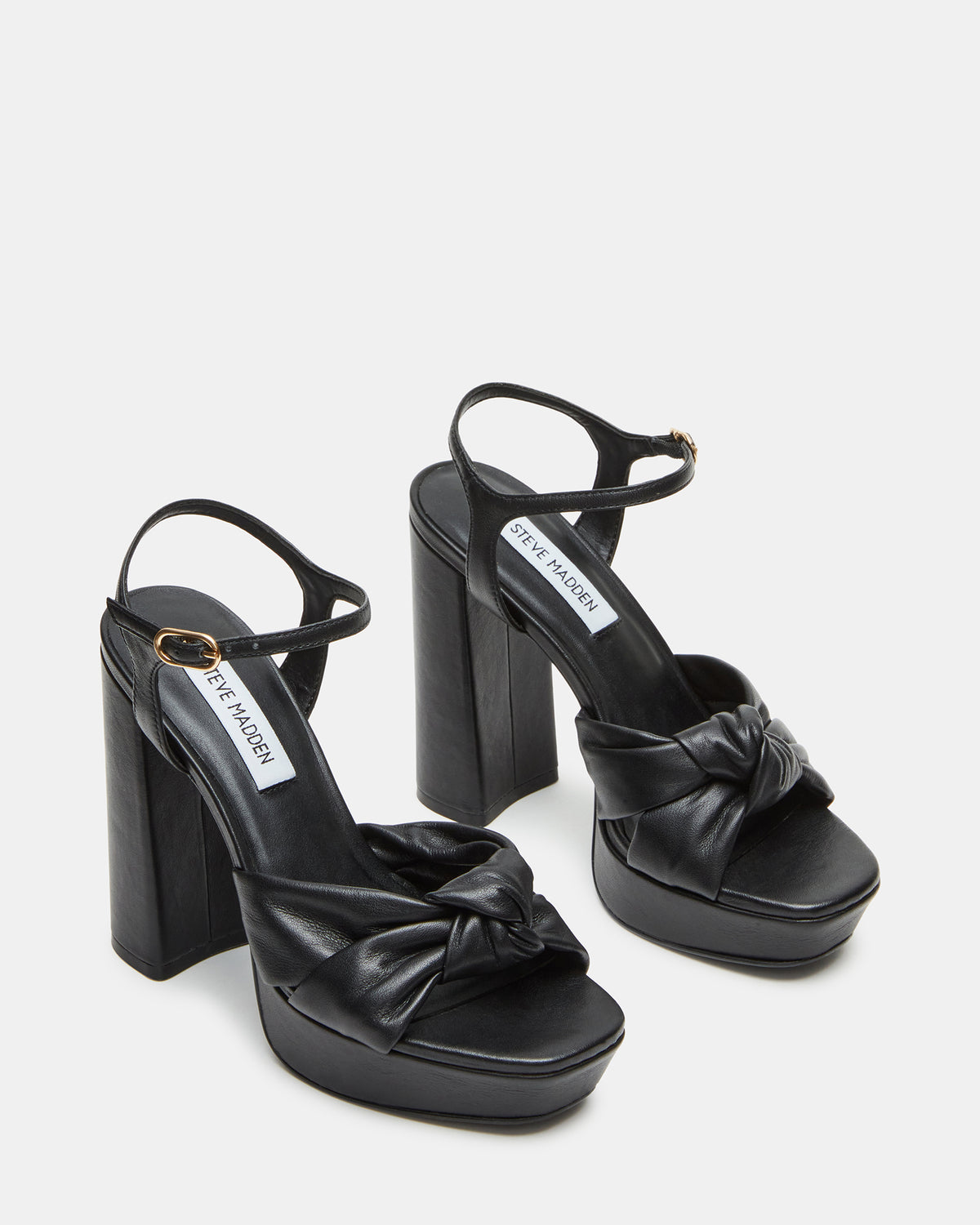 JOYRIDE Black Leather Platform Block Heel | Women's Heels | Steve Madden Quality