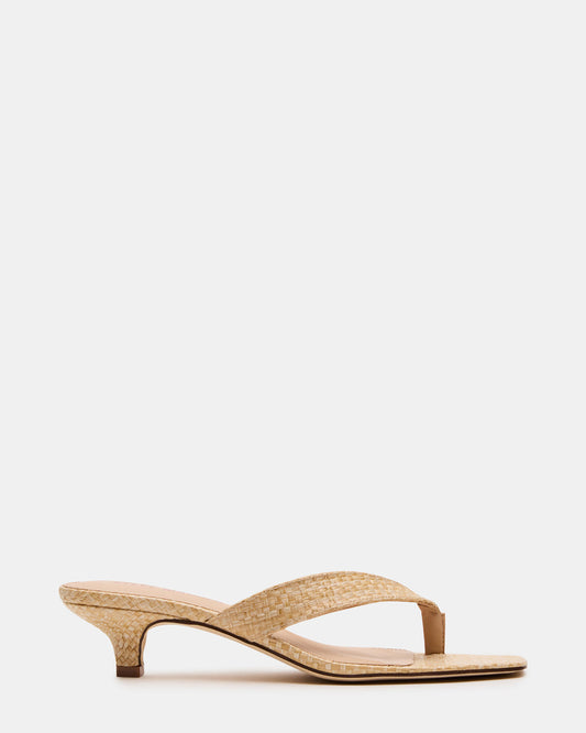 TRACIE Raffia Thong Strap Women's Kitten Heel | Steve Madden Premium