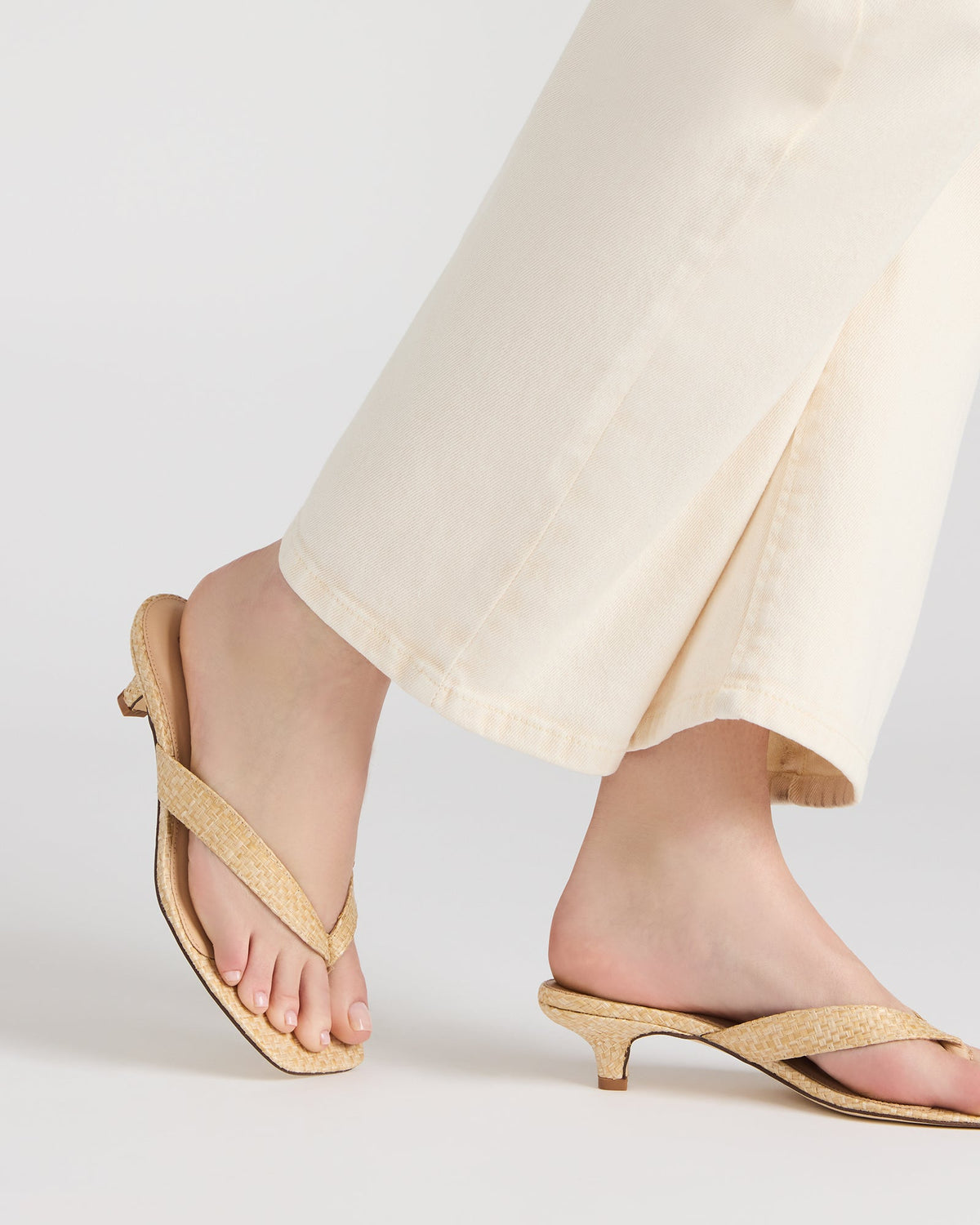 TRACIE Raffia Thong Strap Women's Kitten Heel | Steve Madden Premium
