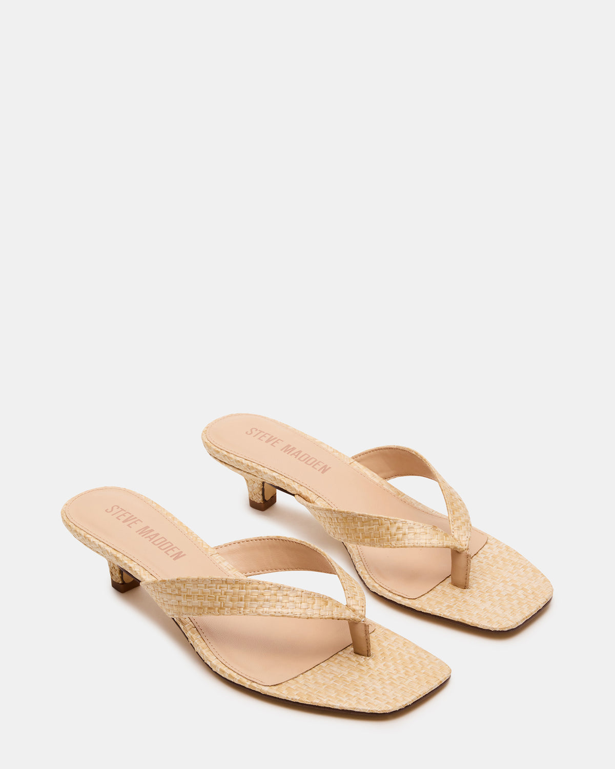 TRACIE Raffia Thong Strap Women's Kitten Heel | Steve Madden Premium