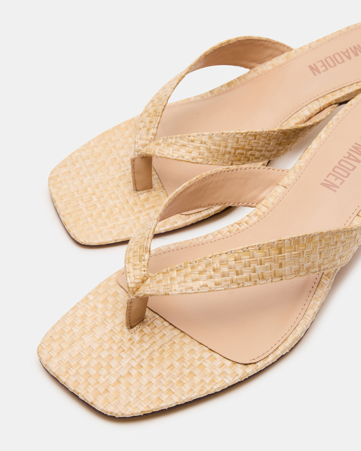 TRACIE Raffia Thong Strap Women's Kitten Heel | Steve Madden Premium
